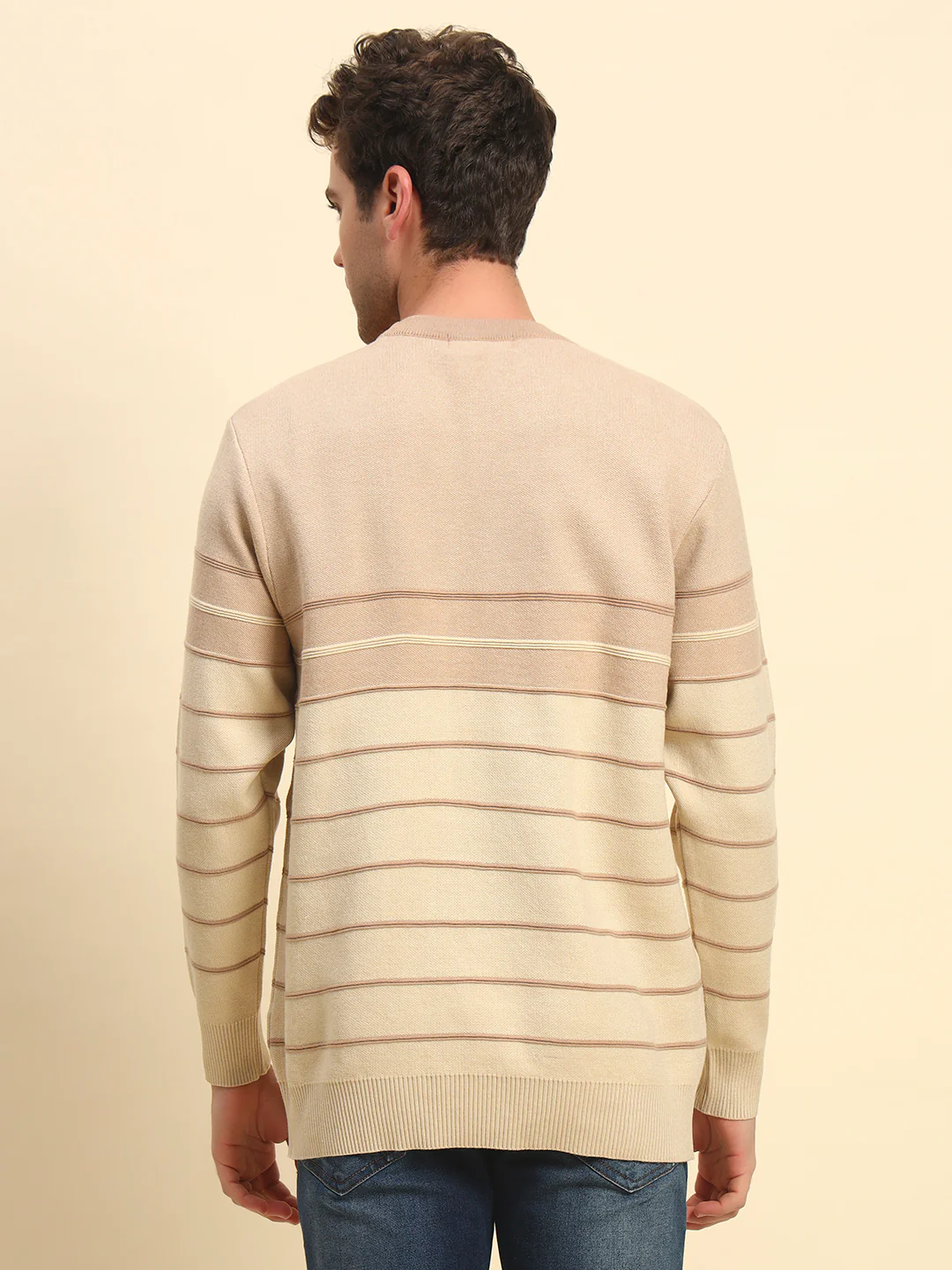 Sweater for Men | Winter Wear Acrylic Fabric Pull-On Closure Round Neck Regular Fit Striped Pattern - Image 7
