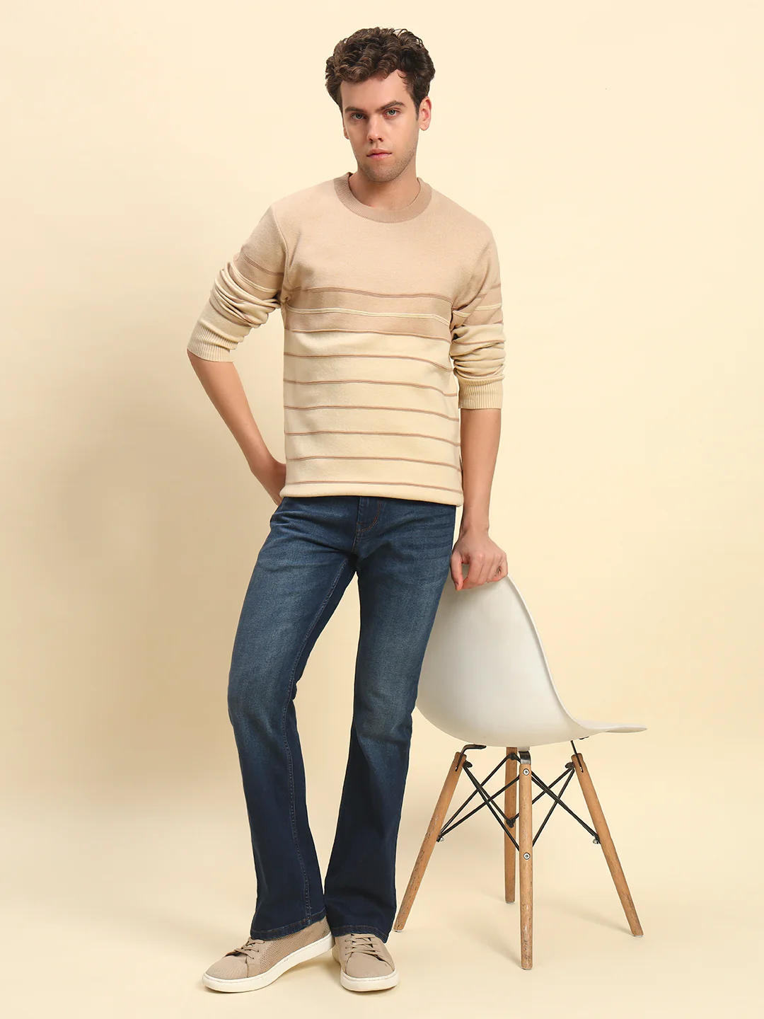 Sweater for Men | Winter Wear Acrylic Fabric Pull-On Closure Round Neck Regular Fit Striped Pattern - Image 8