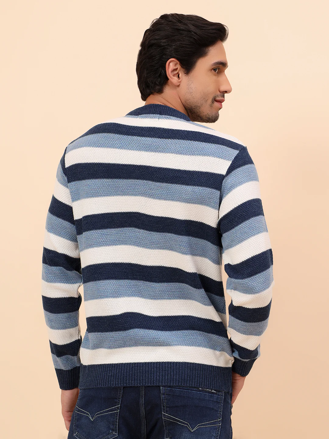 Sweater for Men | Winter Wear Acrylic Fabric Pull-On Closure Round Neck Regular Fit Striped Pattern - Image 6