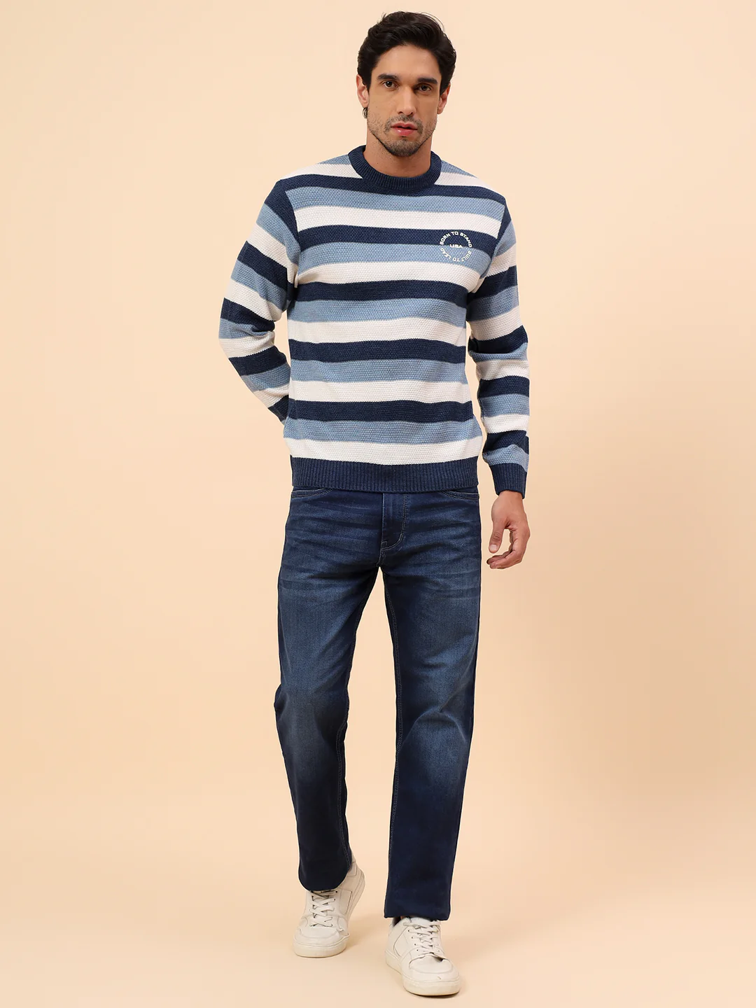 Sweater for Men | Winter Wear Acrylic Fabric Pull-On Closure Round Neck Regular Fit Striped Pattern - Image 8
