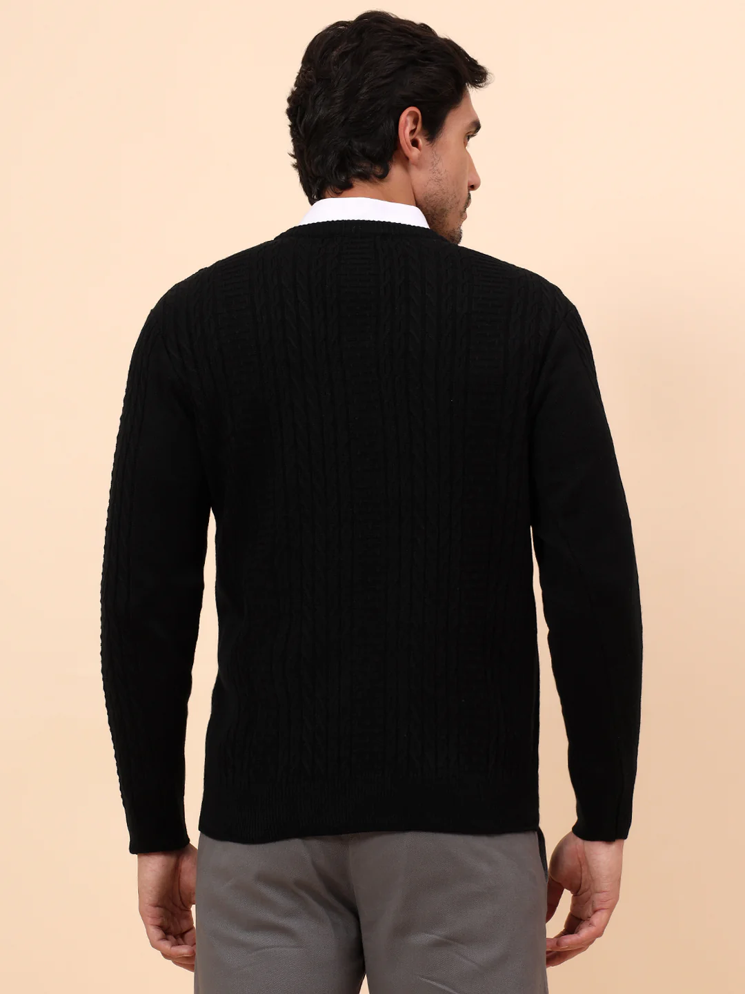 Sweater for Men | Winter Wear Acrylic Fabric Pull-On Closure V-Neck Regular Fit Self Design Pattern - Image 6