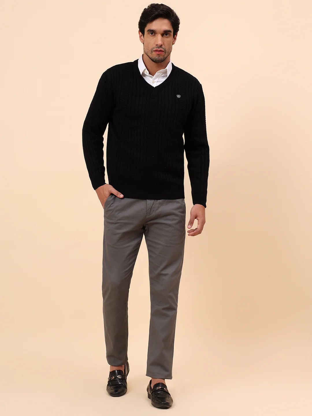 Sweater for Men | Winter Wear Acrylic Fabric Pull-On Closure V-Neck Regular Fit Self Design Pattern - Image 8