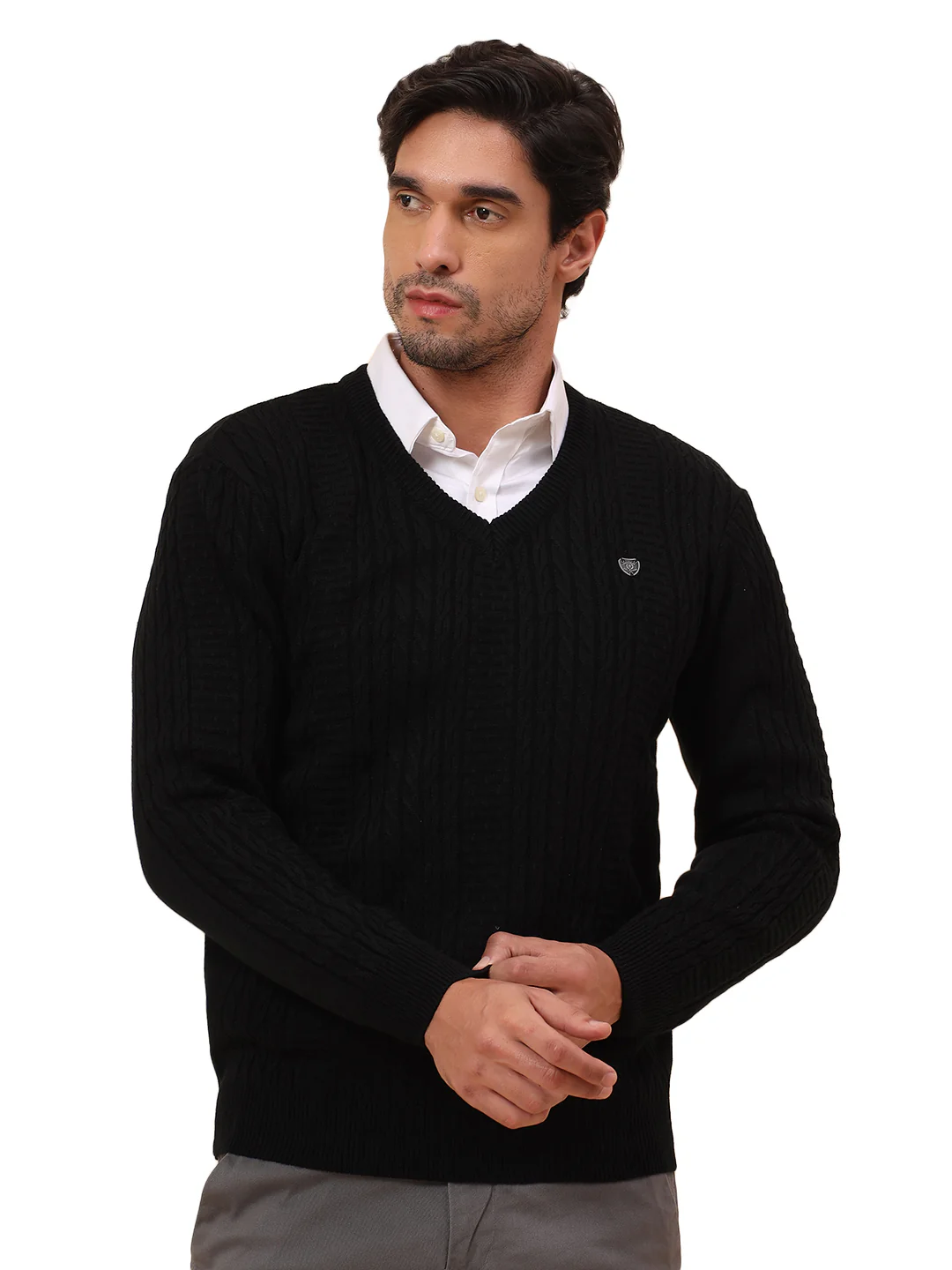 Sweater for Men | Winter Wear Acrylic Fabric Pull-On Closure V-Neck Regular Fit Self Design Pattern - Image 9