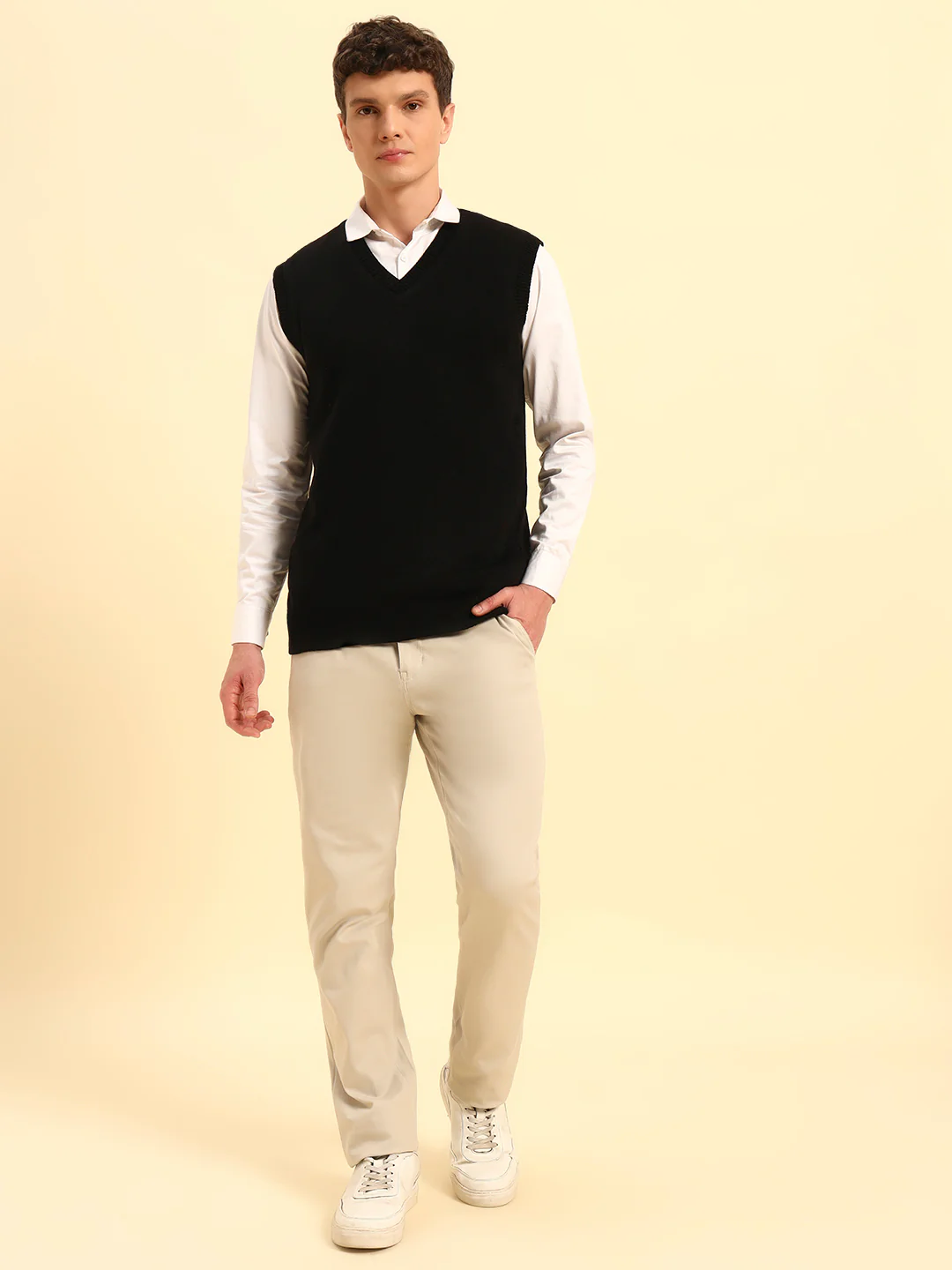 Sweater for Men | Winter Wear Acrylic Fabric Pull-On Closure V-Neck Regular Fit Solid Pattern - Image 2