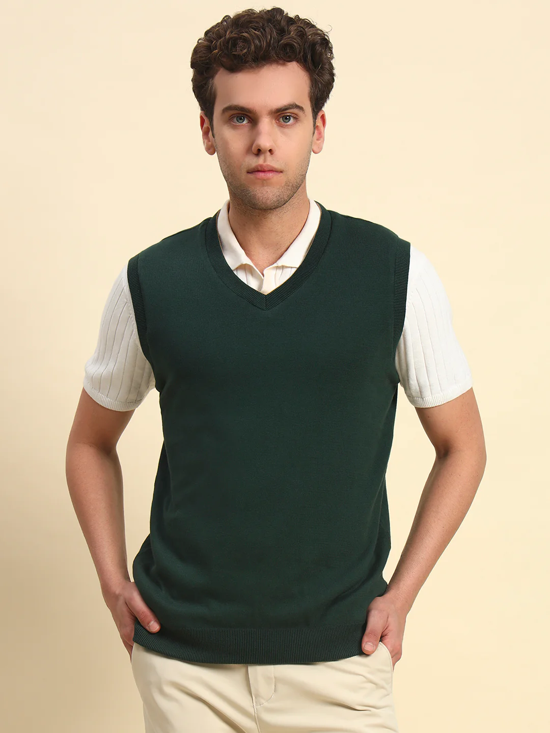 Sweater for Men | Winter Wear Acrylic Fabric Pull-On Closure V-Neck Regular Fit Solid Pattern - Image 3