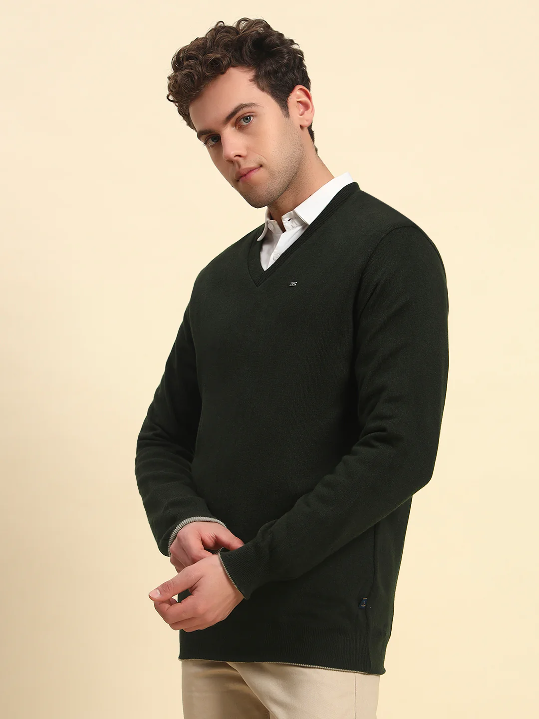 Sweater for Men | Winter Wear Acrylic Fabric Pull-On Closure V-Neck Regular Fit Solid Pattern - Image 2