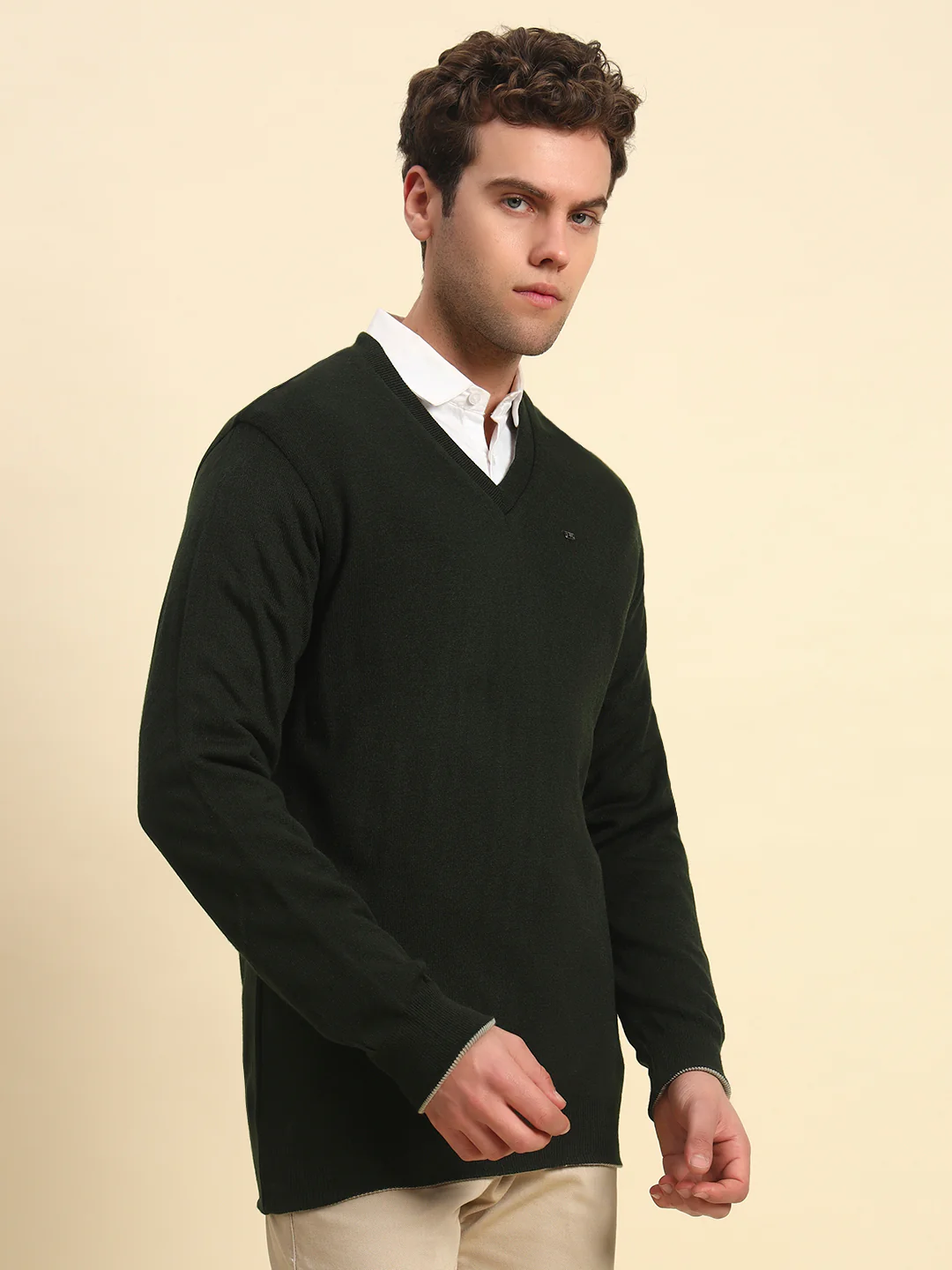 Sweater for Men | Winter Wear Acrylic Fabric Pull-On Closure V-Neck Regular Fit Solid Pattern - Image 3