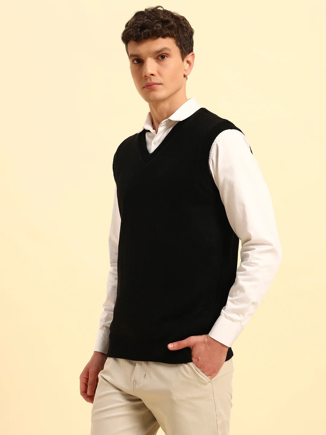 Sweater for Men | Winter Wear Acrylic Fabric Pull-On Closure V-Neck Regular Fit Solid Pattern - Image 5