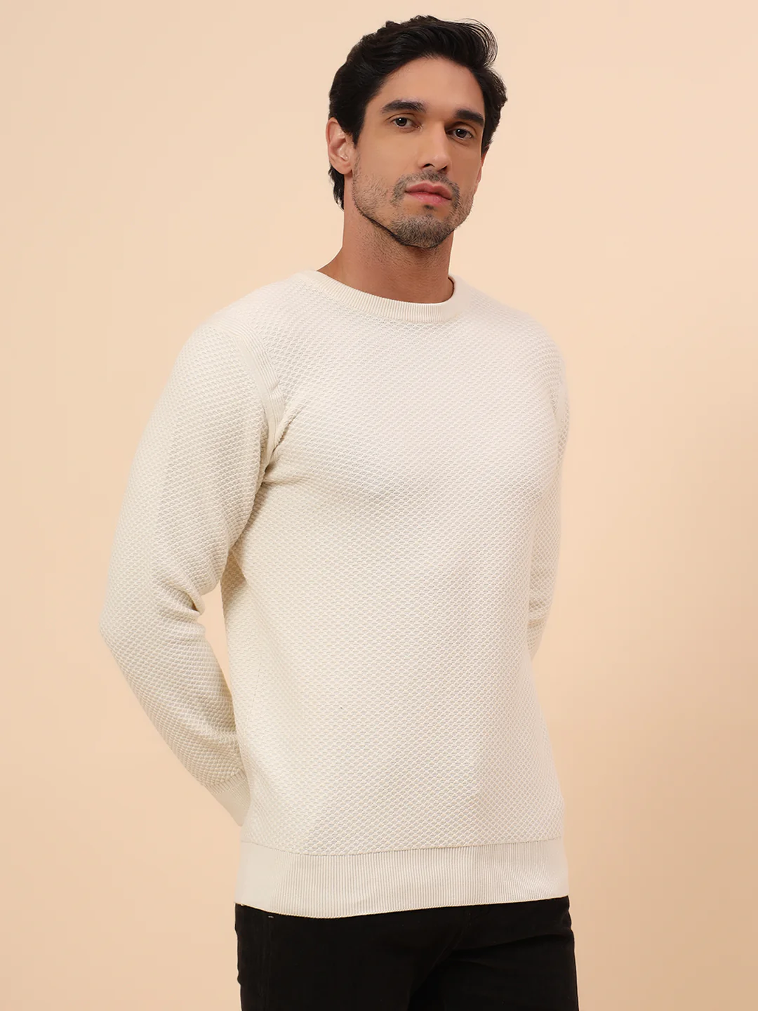 Sweater for Men | Winter Wear Cotton Fabric Pull-On Closure Round Neck Regular Fit Self Design Pattern - Image 5