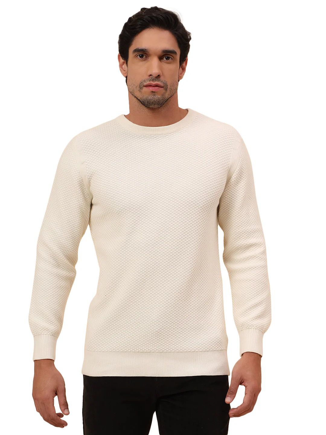 Sweater for Men | Winter Wear Cotton Fabric Pull-On Closure Round Neck Regular Fit Self Design Pattern - Image 9