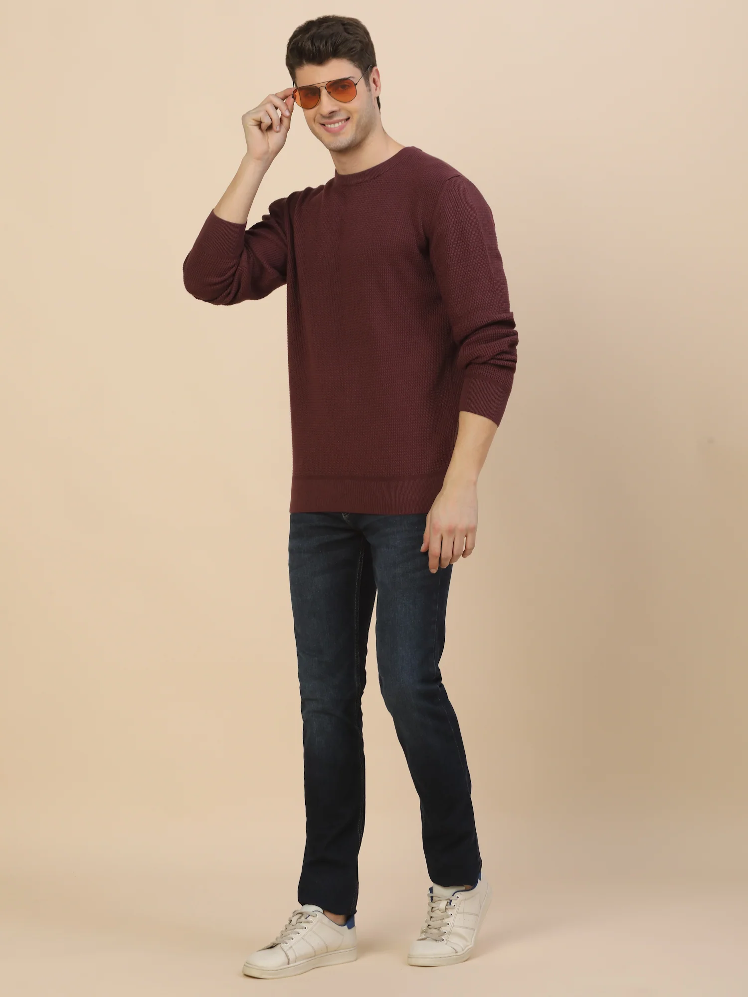 Sweater for Men | Winter Wear Cotton Fabric Pull-On Closure Round Neck Regular Fit Self Design Pattern - Image 7