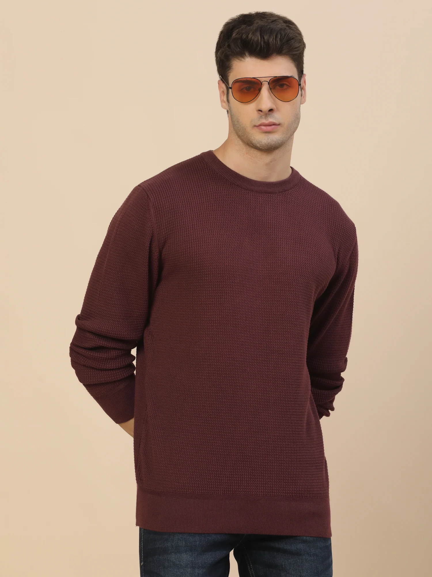 Sweater for Men | Winter Wear Cotton Fabric Pull-On Closure Round Neck Regular Fit Self Design Pattern - Image 8