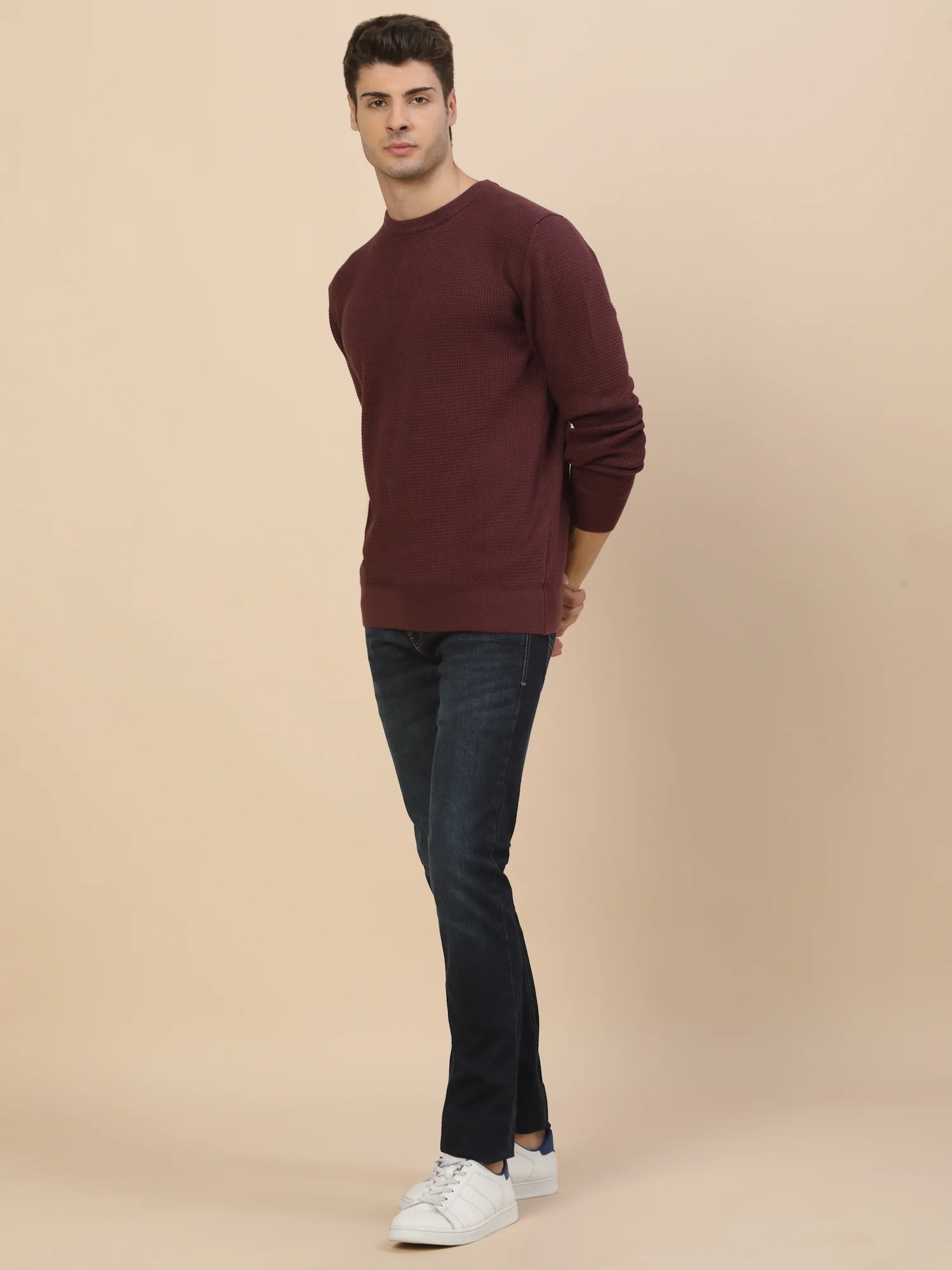 Sweater for Men | Winter Wear Cotton Fabric Pull-On Closure Round Neck Regular Fit Self Design Pattern - Image 9