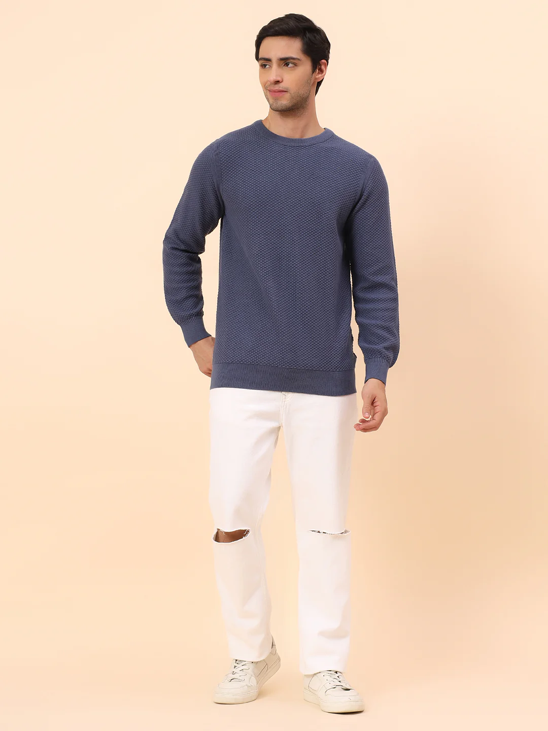 Sweater for Men | Winter Wear Cotton Fabric Pull-On Closure Round Neck Regular Fit Self Design Pattern - Image 7