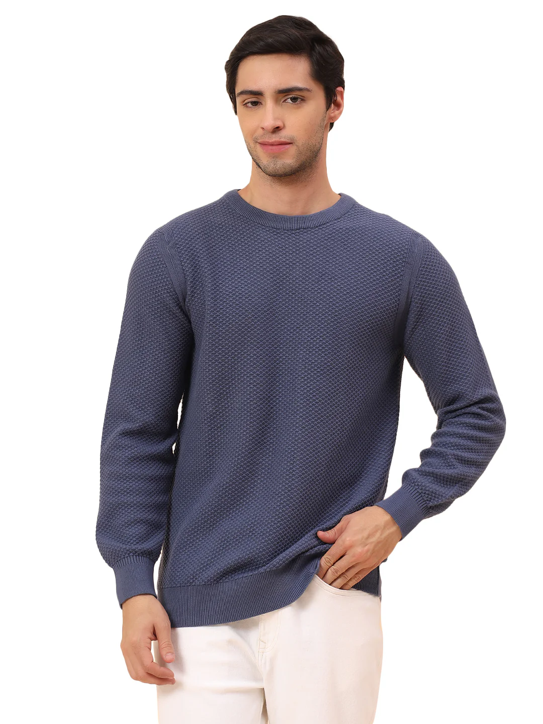 Sweater for Men | Winter Wear Cotton Fabric Pull-On Closure Round Neck Regular Fit Self Design Pattern - Image 8