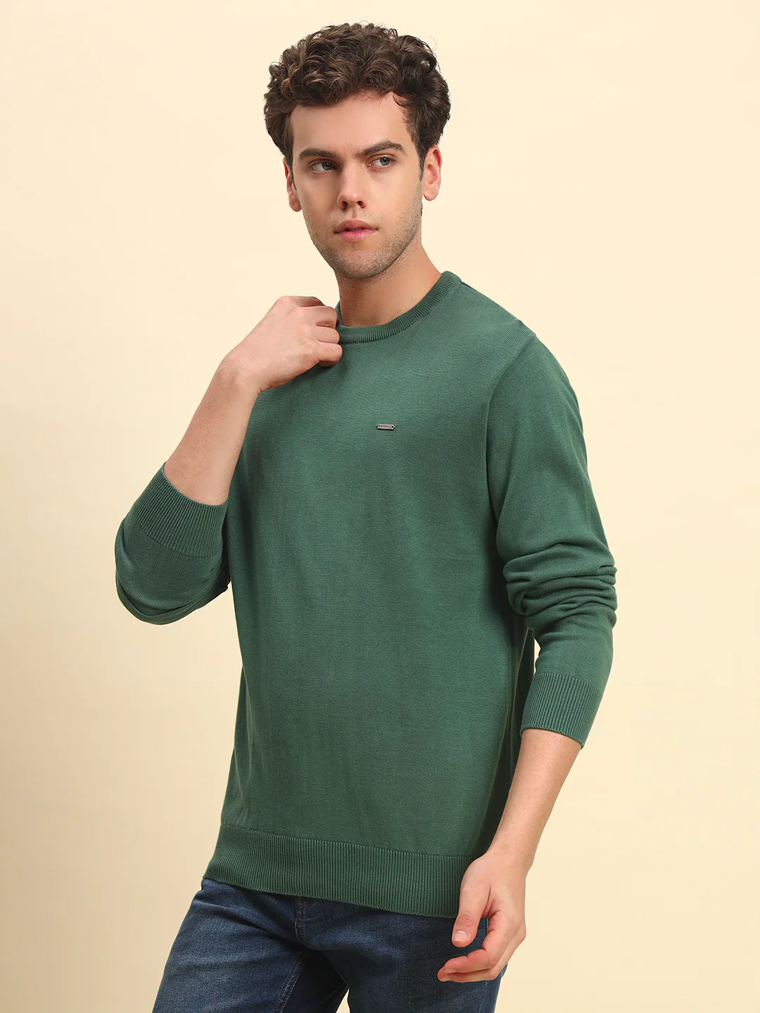 Sweater for Men | Winter Wear Cotton Fabric Pull-On Closure Round Neck Regular Fit Solid Pattern - Image 3