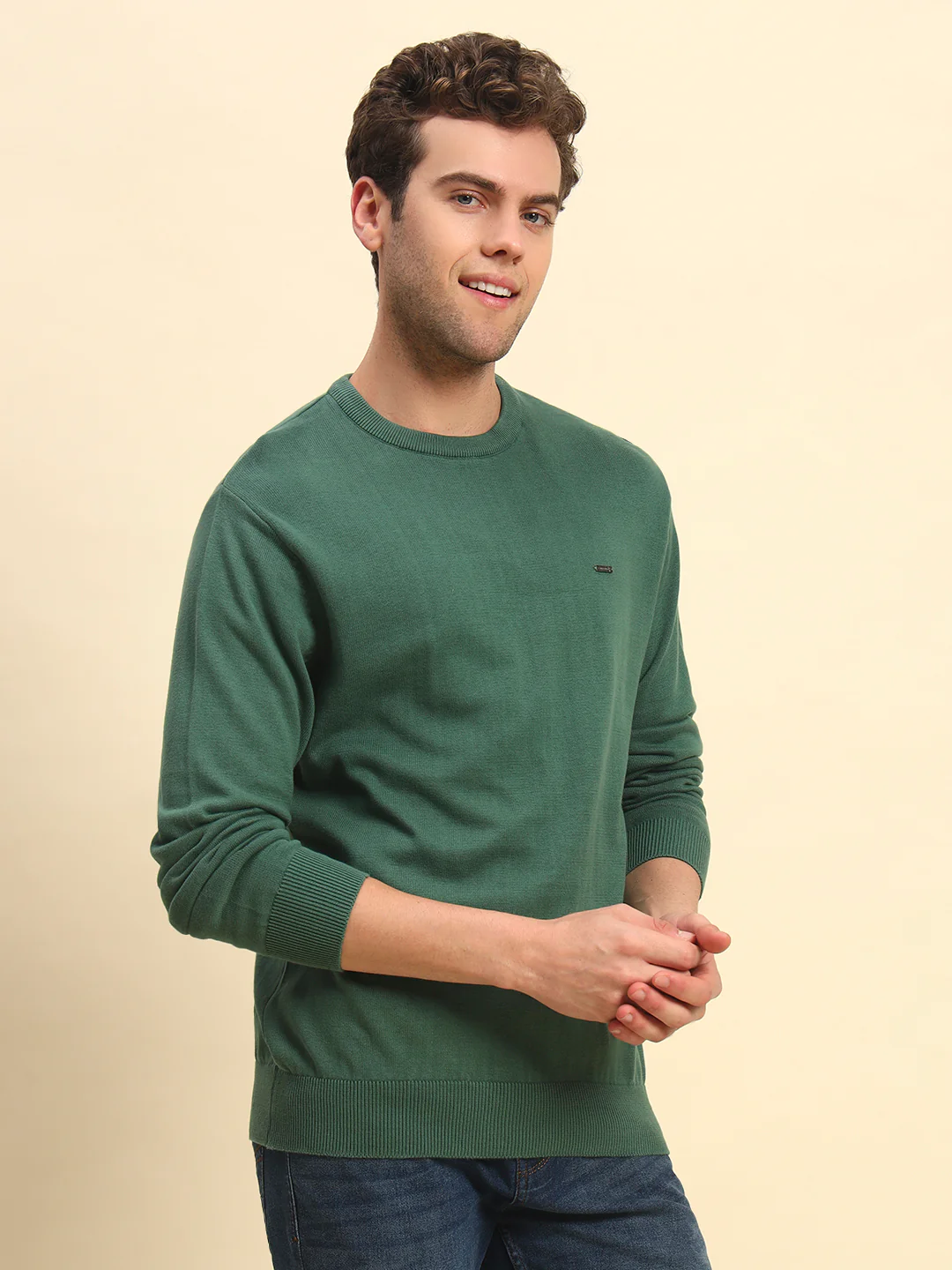 Sweater for Men | Winter Wear Cotton Fabric Pull-On Closure Round Neck Regular Fit Solid Pattern - Image 4