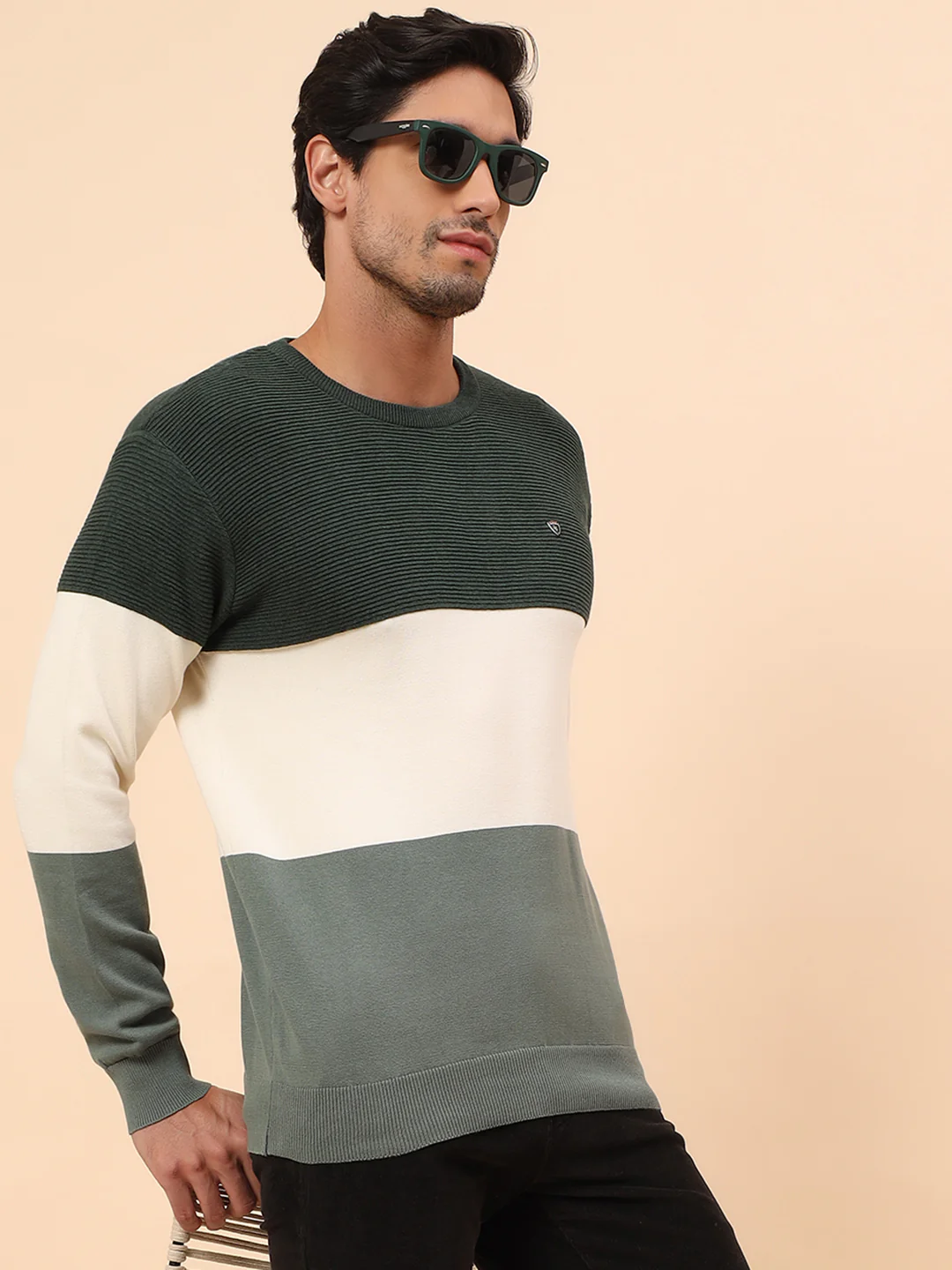 Sweater for Men | Winter Wear Cotton Fabric Pull-On Closure Round Neck Regular Fit Striped Pattern - Image 2