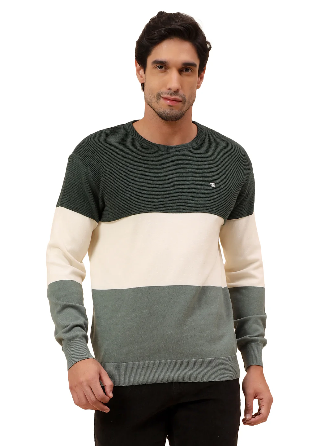 Sweater for Men | Winter Wear Cotton Fabric Pull-On Closure Round Neck Regular Fit Striped Pattern - Image 9