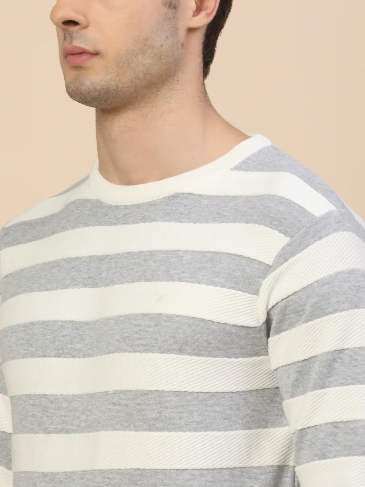 Sweater for Men | Winter Wear Cotton Fabric Pull-On Closure Round Neck Regular Fit Striped Pattern - Image 5