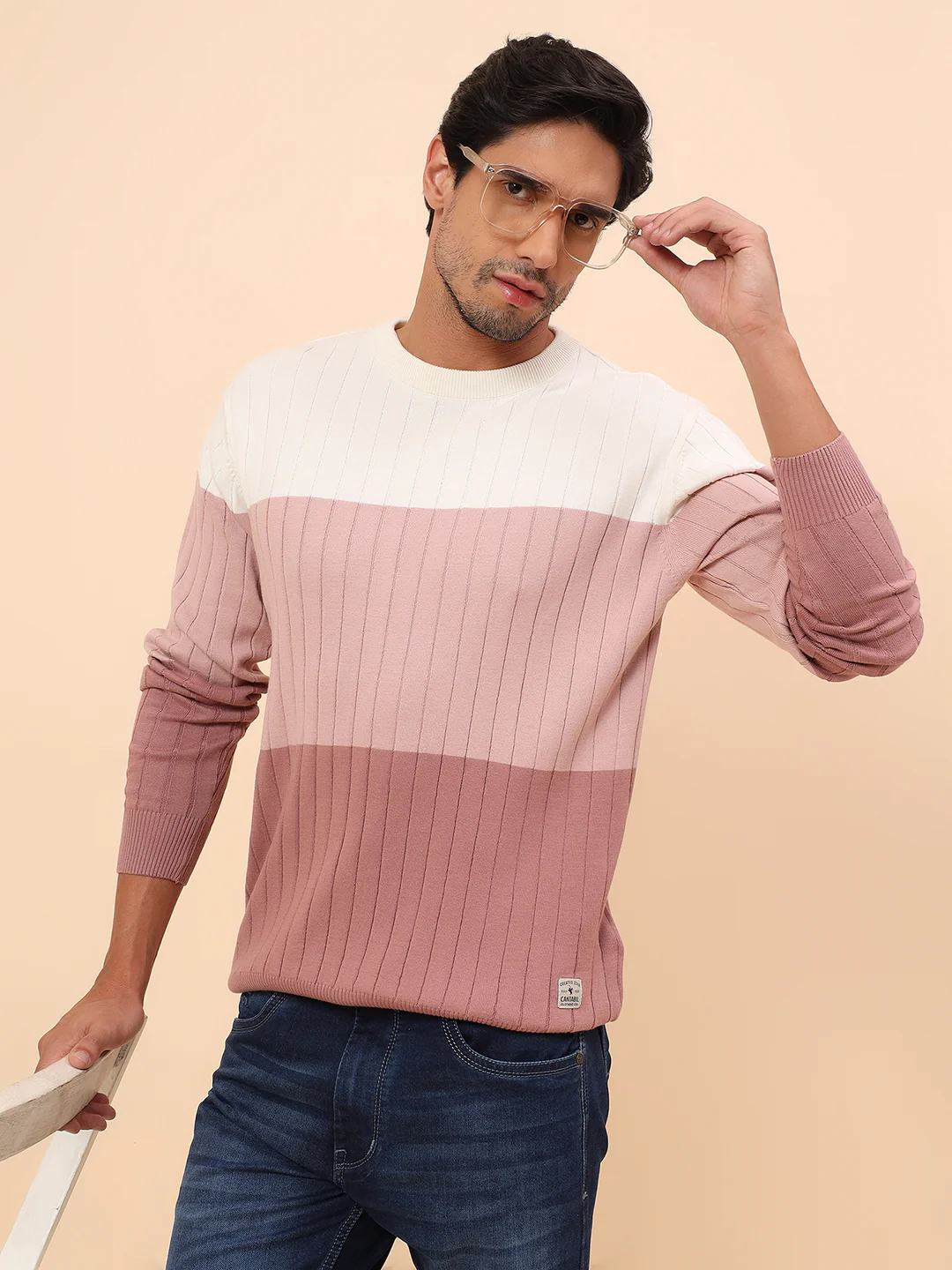 Sweater for Men | Winter Wear Cotton Fabric Pull-On Closure Round Neck Regular Fit Striped Pattern - Image 2
