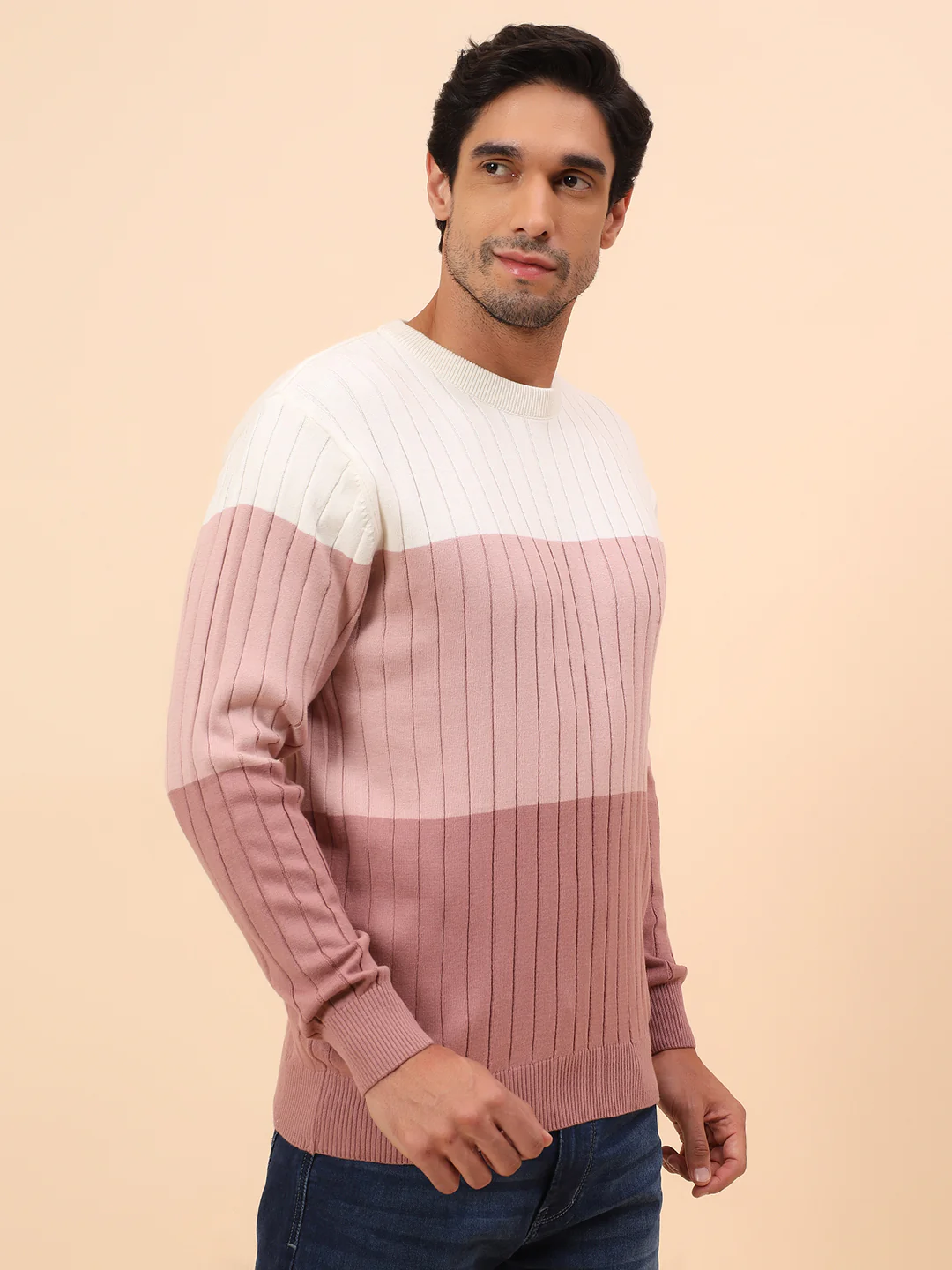 Sweater for Men | Winter Wear Cotton Fabric Pull-On Closure Round Neck Regular Fit Striped Pattern - Image 5
