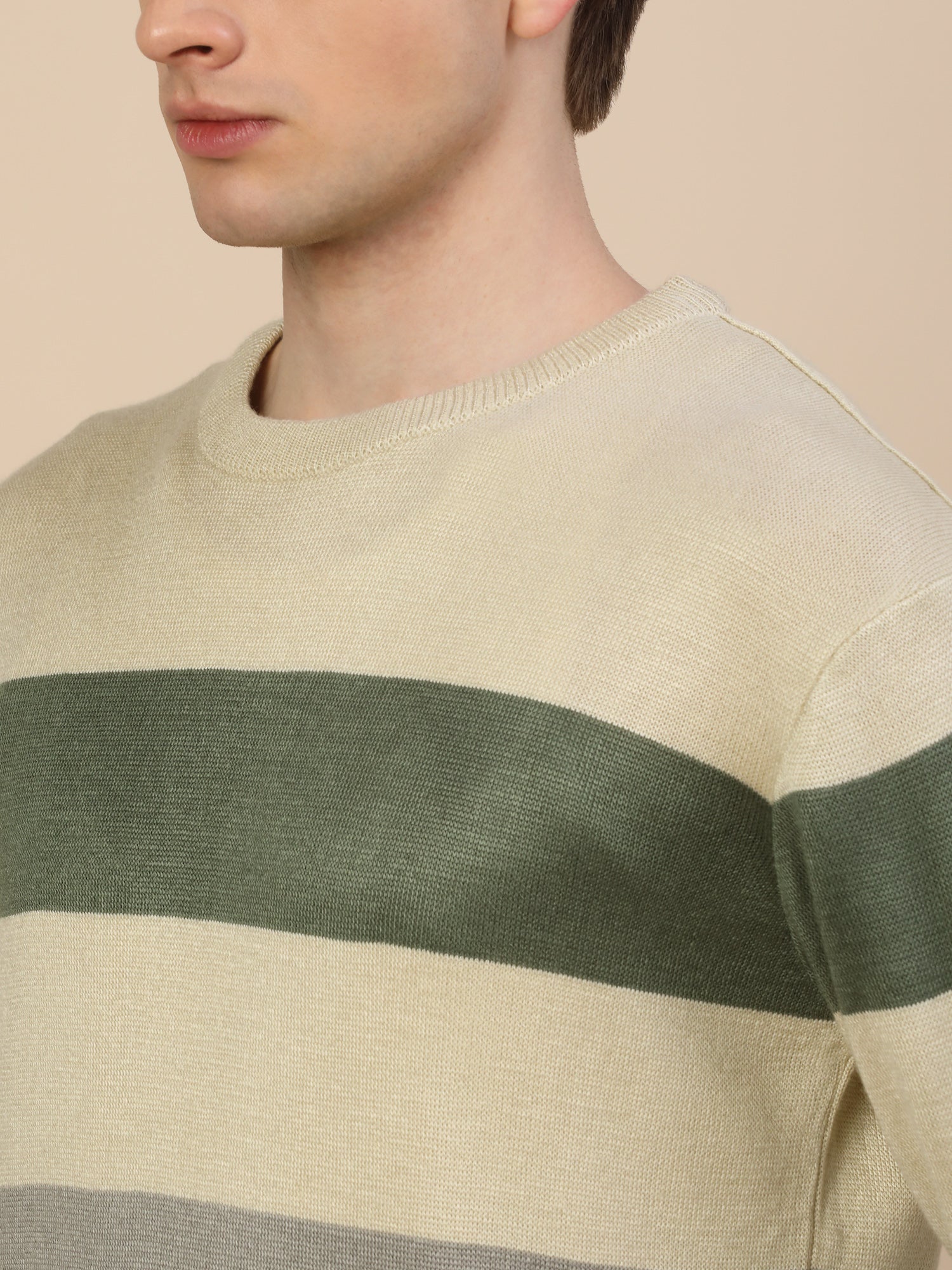 Sweater for Men | Winter Wear Fancy Fabric Pull-On Closure Round Neck Regular Fit Colour Block Pattern - Image 5