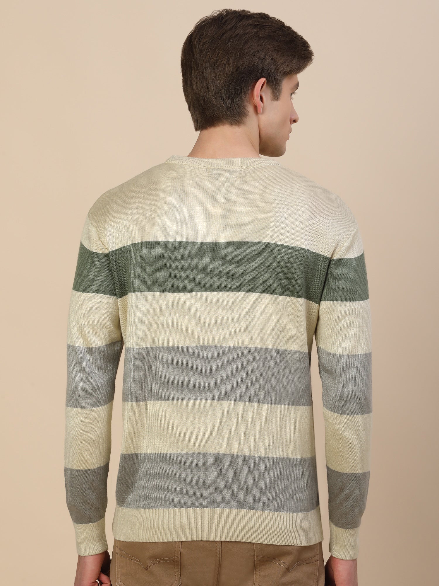 Sweater for Men | Winter Wear Fancy Fabric Pull-On Closure Round Neck Regular Fit Colour Block Pattern - Image 6
