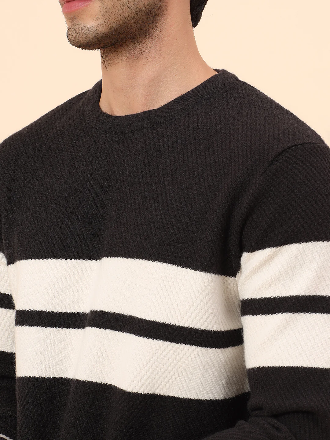 Sweater for Men | Winter Wear Fancy Fabric Pull-On Closure Round Neck Regular Fit Striped Pattern - Image 7
