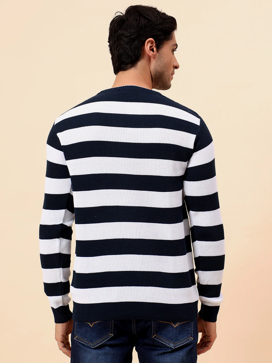 Sweater for Men | Winter Wear Polyester Fabric Pull-On Closure Round Neck Regular Fit Striped Pattern - Image 6