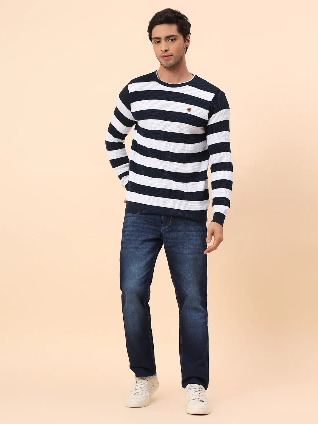 Sweater for Men | Winter Wear Polyester Fabric Pull-On Closure Round Neck Regular Fit Striped Pattern - Image 8