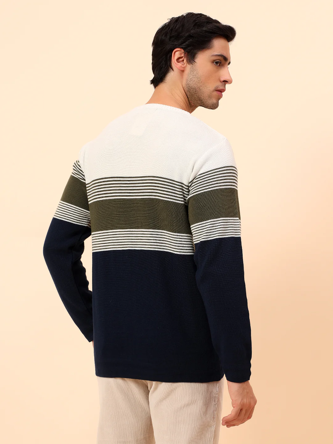Sweater for Men | Winter Wear Polyester Fabric Pull-On Closure Round Neck Regular Fit Striped Pattern - Image 6