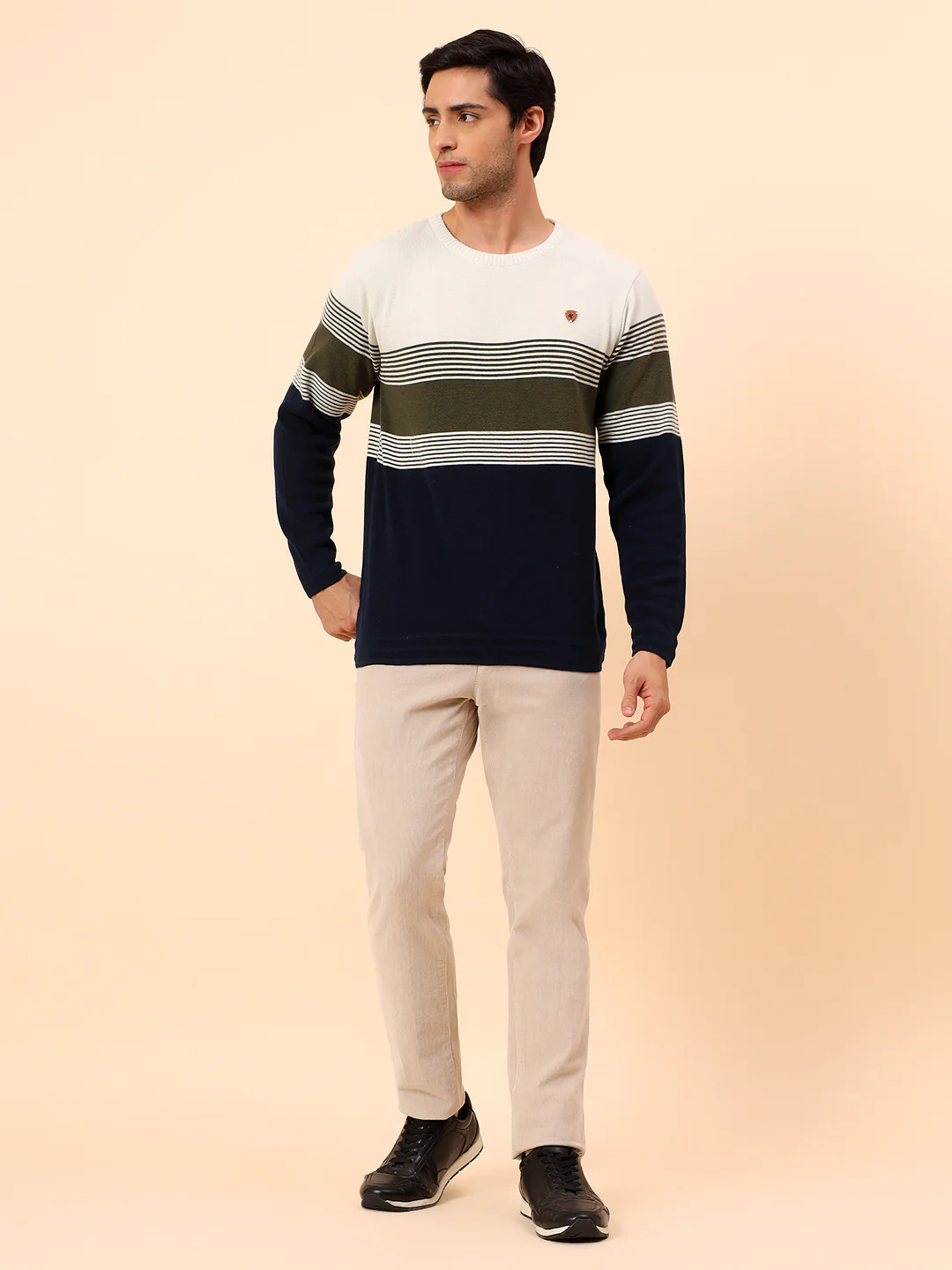 Sweater for Men | Winter Wear Polyester Fabric Pull-On Closure Round Neck Regular Fit Striped Pattern - Image 8