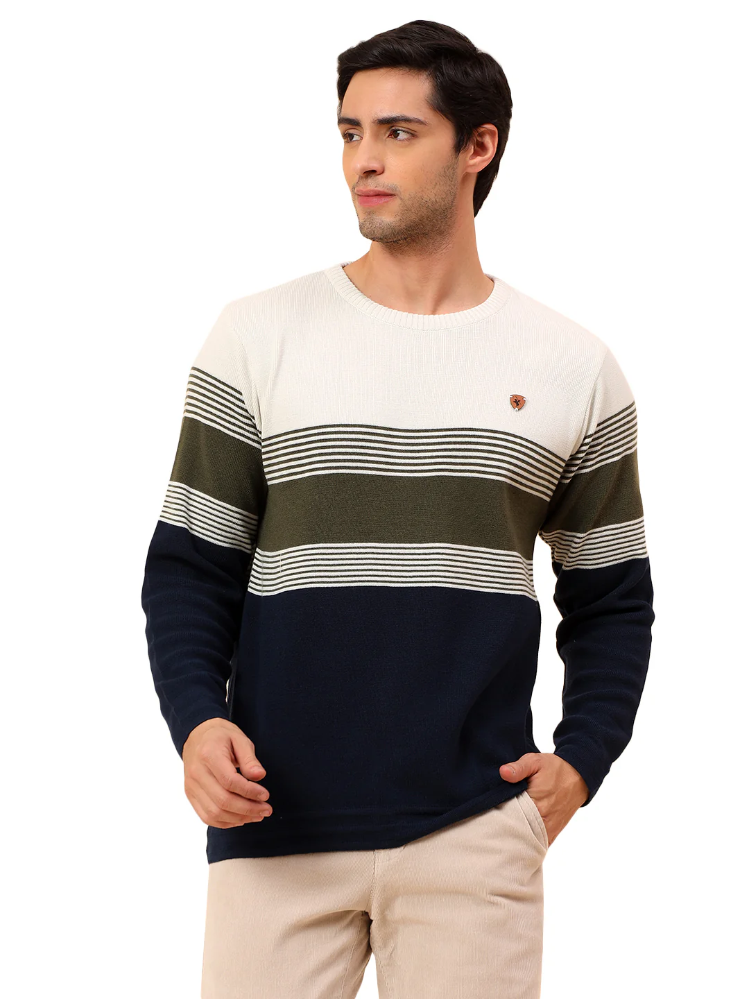 Sweater for Men | Winter Wear Polyester Fabric Pull-On Closure Round Neck Regular Fit Striped Pattern - Image 9