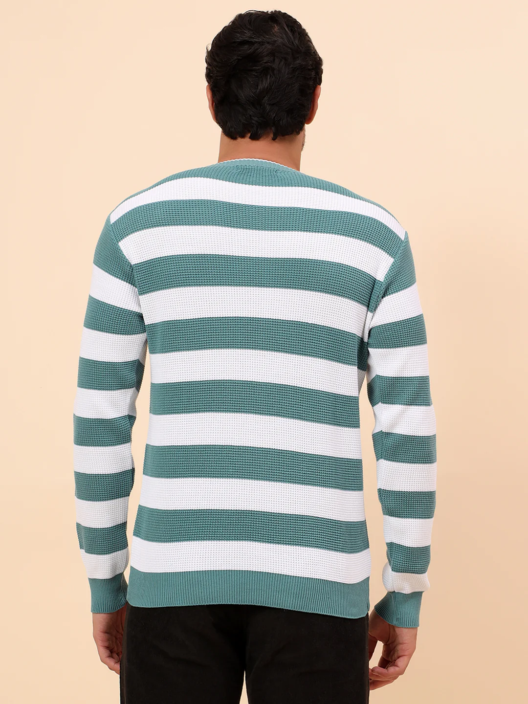 Sweater for Men | Winter Wear Polyester Fabric Pull-On Closure Round Neck Regular Fit Striped Pattern - Image 6