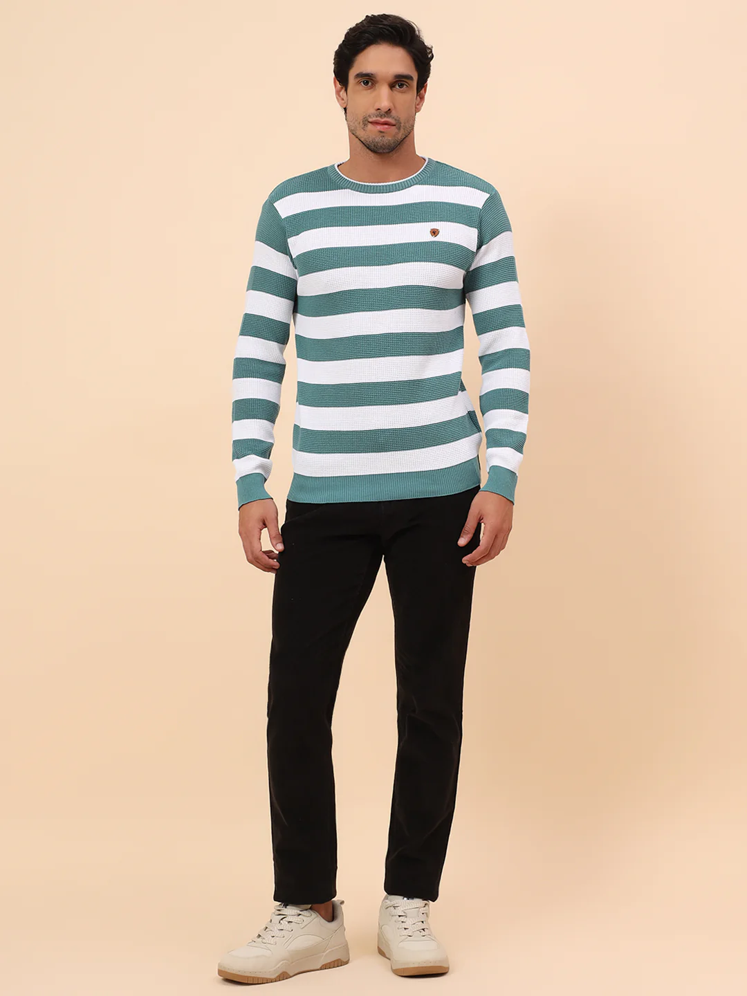 Sweater for Men | Winter Wear Polyester Fabric Pull-On Closure Round Neck Regular Fit Striped Pattern - Image 8