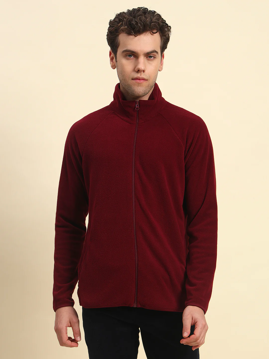 Sweater for Men | Winter Wear Acrylic Fabric Zipper Closure Mock Neck Regular Fit Solid Pattern - Image 4