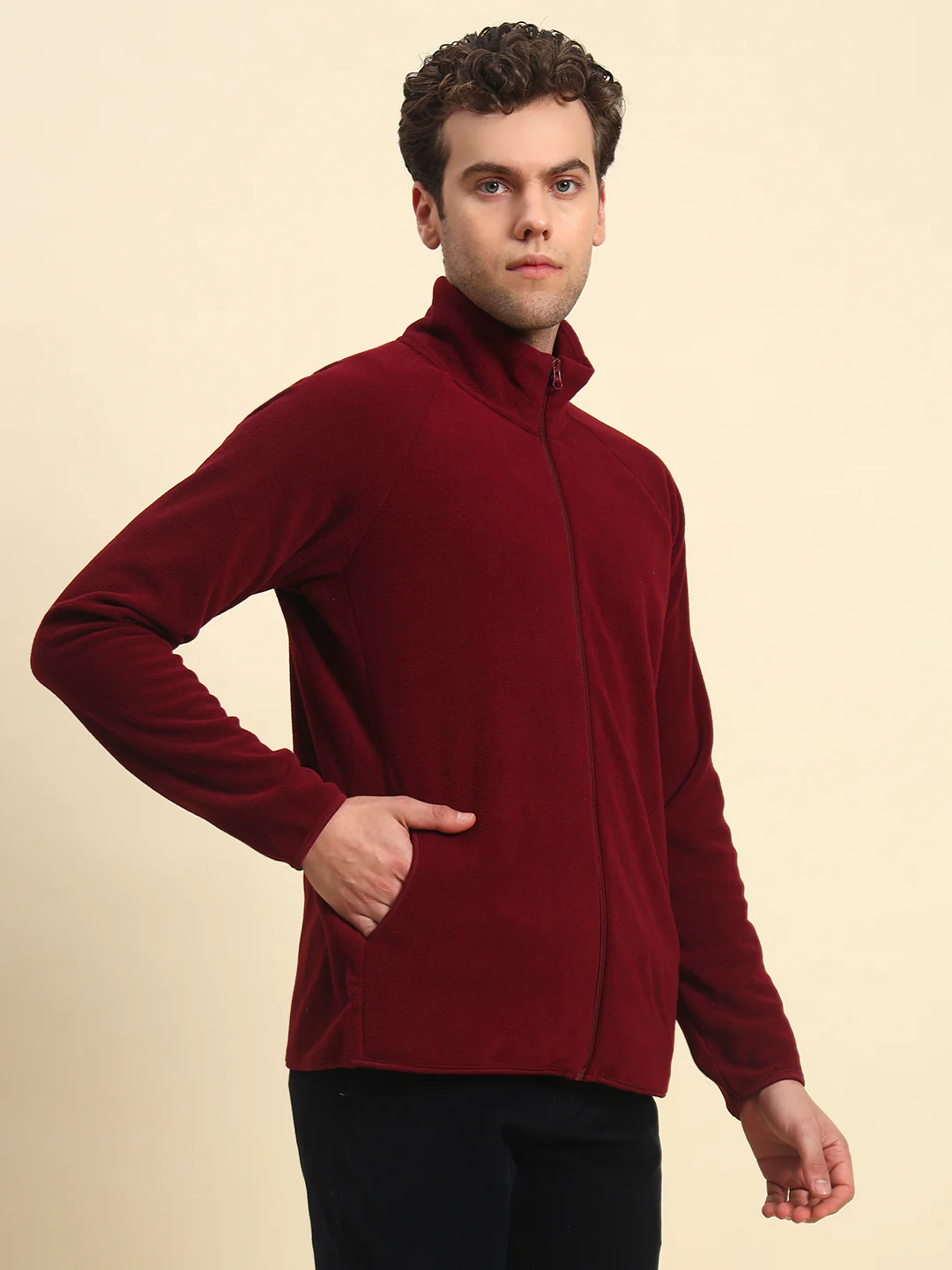 Sweater for Men | Winter Wear Acrylic Fabric Zipper Closure Mock Neck Regular Fit Solid Pattern - Image 7