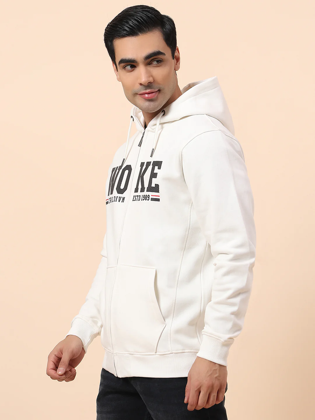 Sweatshirt for Men | Winter Wear Fleece Fabric Closure Hooded Neck Regular Fit Printed Pattern - Image 4