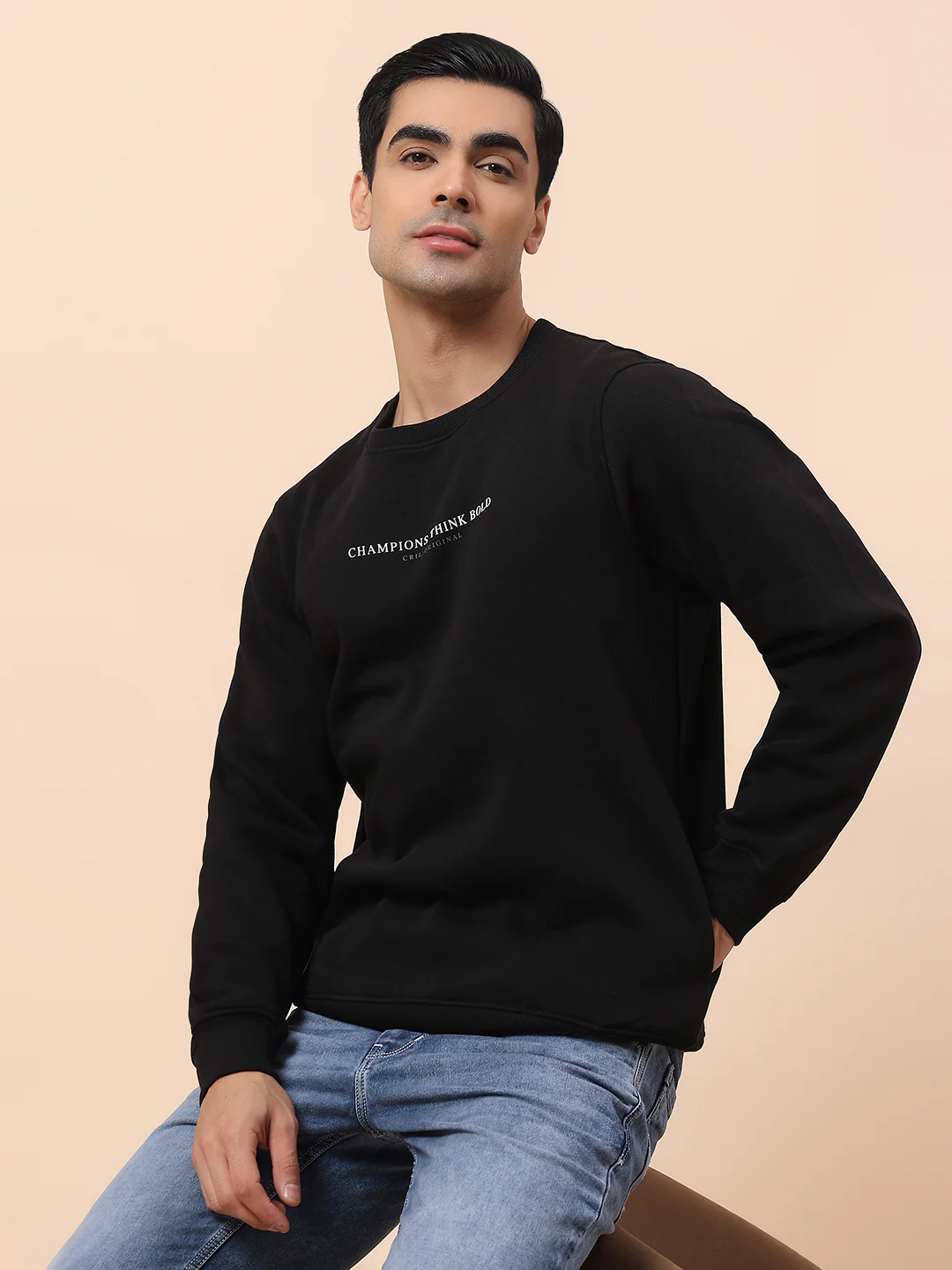 Sweatshirt for Men | Winter Wear Fleece Fabric Closure Round Neck Regular Fit Printed Pattern - Image 2
