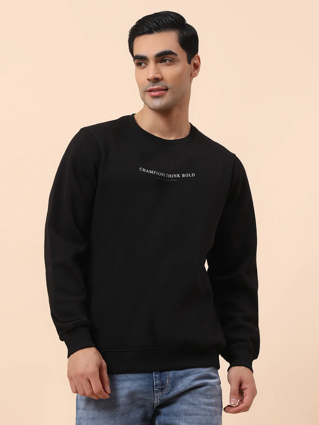 Sweatshirt for Men | Winter Wear Fleece Fabric Closure Round Neck Regular Fit Printed Pattern - Image 3