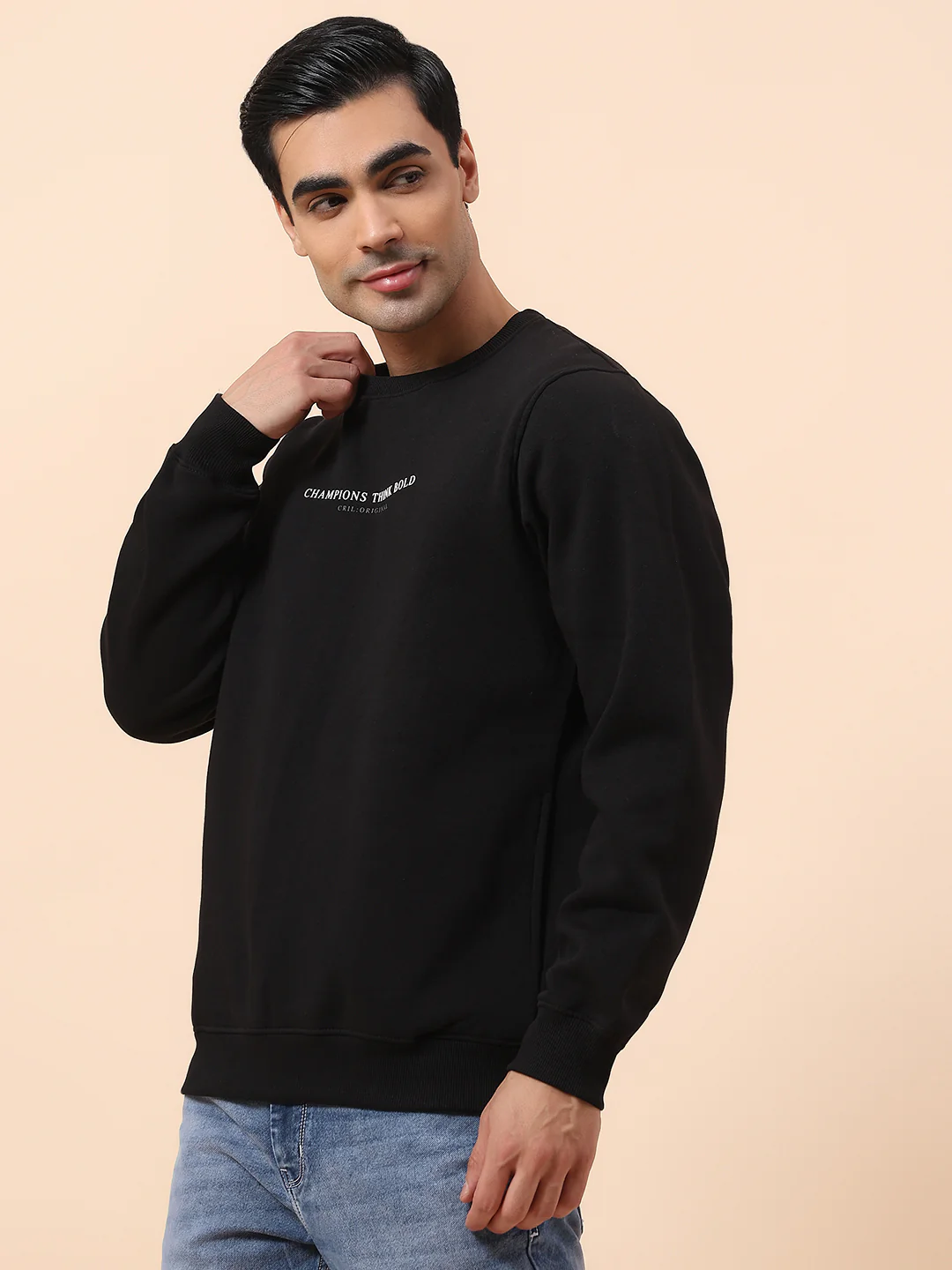 Sweatshirt for Men | Winter Wear Fleece Fabric Closure Round Neck Regular Fit Printed Pattern - Image 4