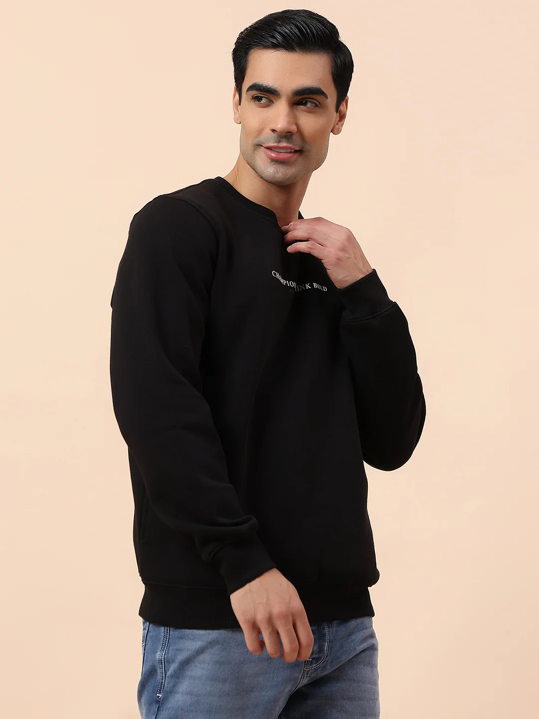Sweatshirt for Men | Winter Wear Fleece Fabric Closure Round Neck Regular Fit Printed Pattern - Image 5