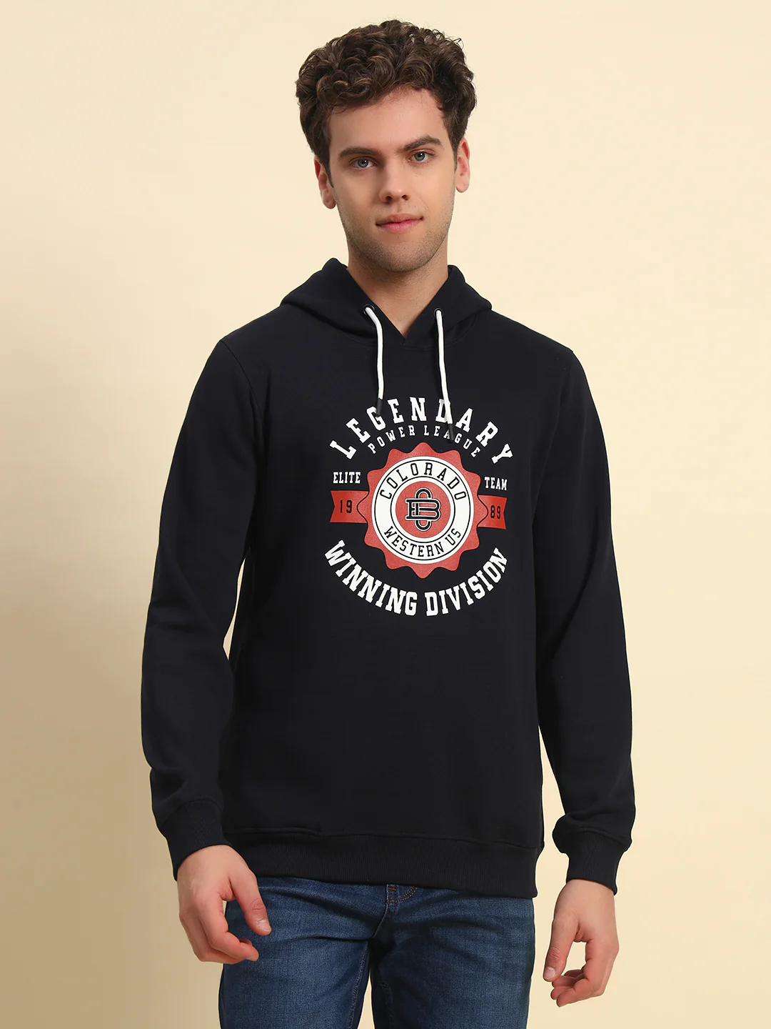 Sweatshirt for Men | Winter Wear Fleece Fabric Pull-On Closure Hooded Neck Regular Fit Printed Pattern - Image 2