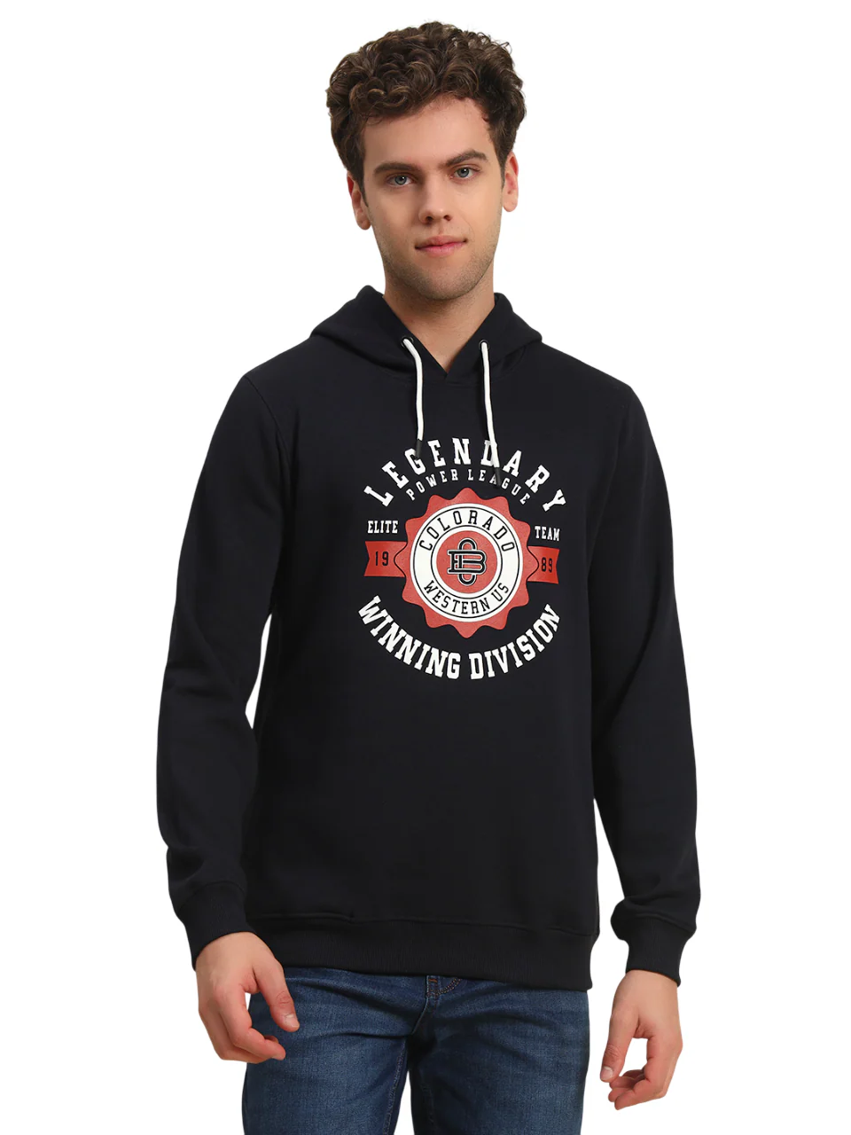 Sweatshirt for Men | Winter Wear Fleece Fabric Pull-On Closure Hooded Neck Regular Fit Printed Pattern - Image 3