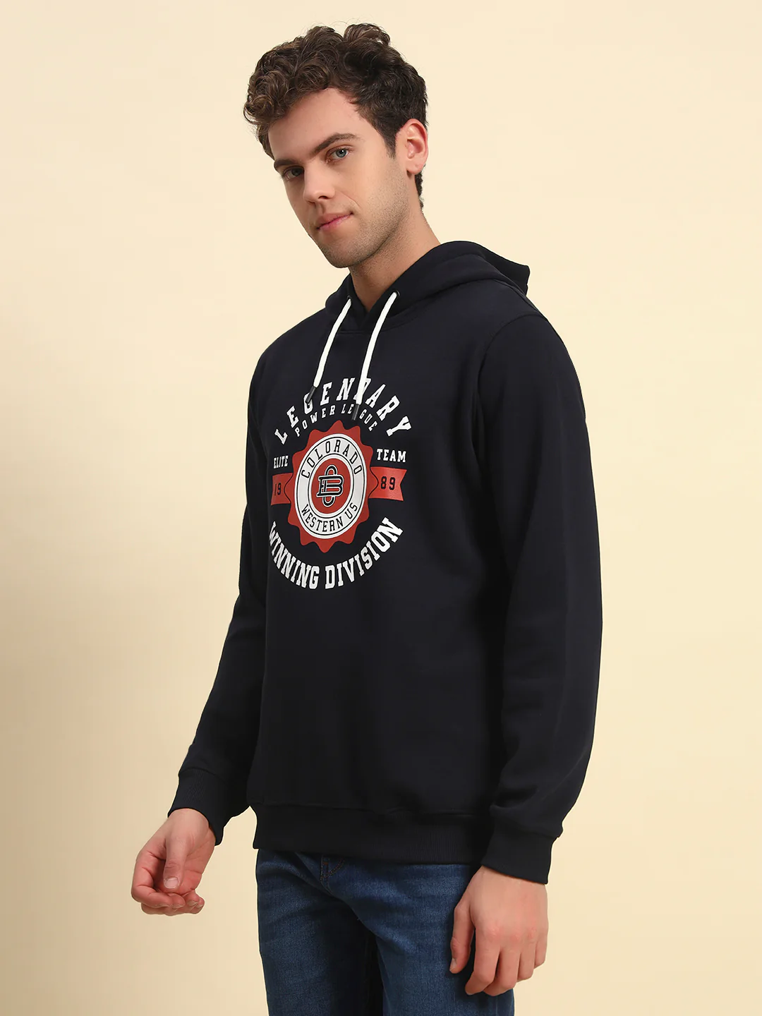Sweatshirt for Men | Winter Wear Fleece Fabric Pull-On Closure Hooded Neck Regular Fit Printed Pattern - Image 4
