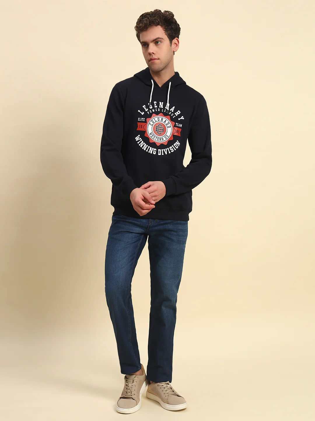 Sweatshirt for Men | Winter Wear Fleece Fabric Pull-On Closure Hooded Neck Regular Fit Printed Pattern - Image 5