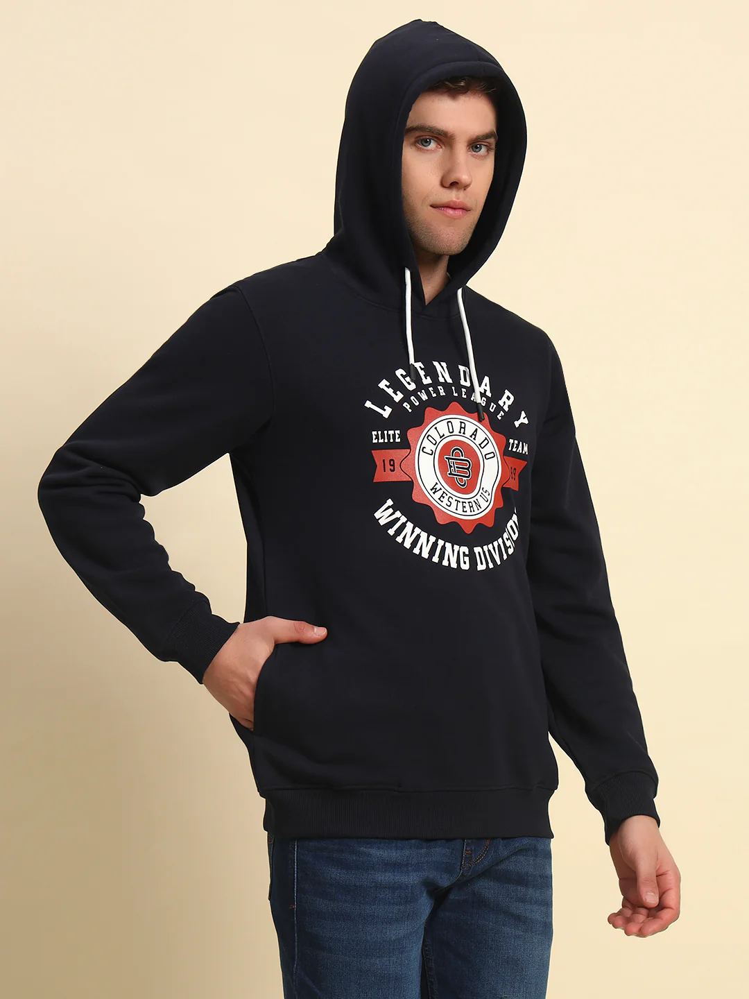 Sweatshirt for Men | Winter Wear Fleece Fabric Pull-On Closure Hooded Neck Regular Fit Printed Pattern - Image 7