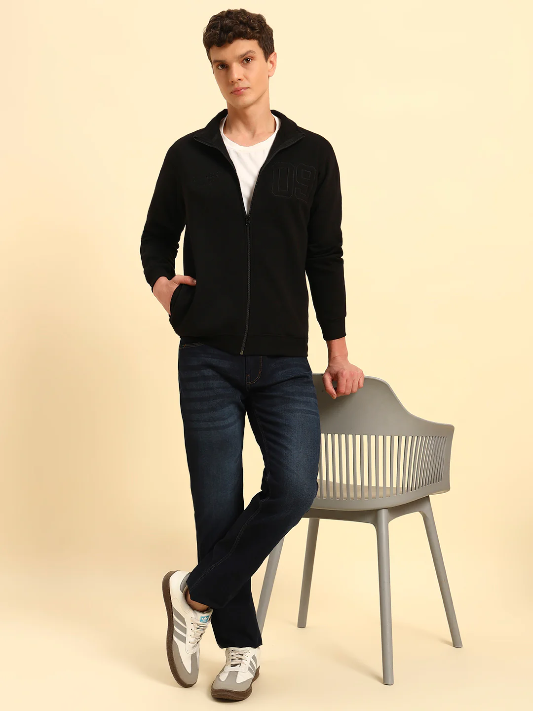Sweatshirt for Men | Winter Wear Fleece Fabric Pull-On Closure Mock Neck Regular Fit Solid Pattern - Image 10