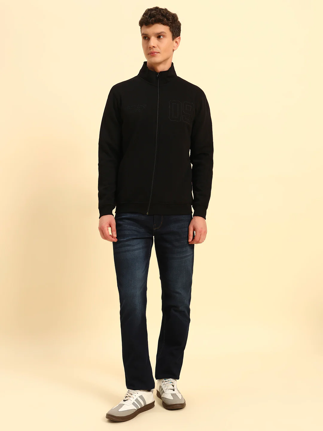 Sweatshirt for Men | Winter Wear Fleece Fabric Pull-On Closure Mock Neck Regular Fit Solid Pattern - Image 2
